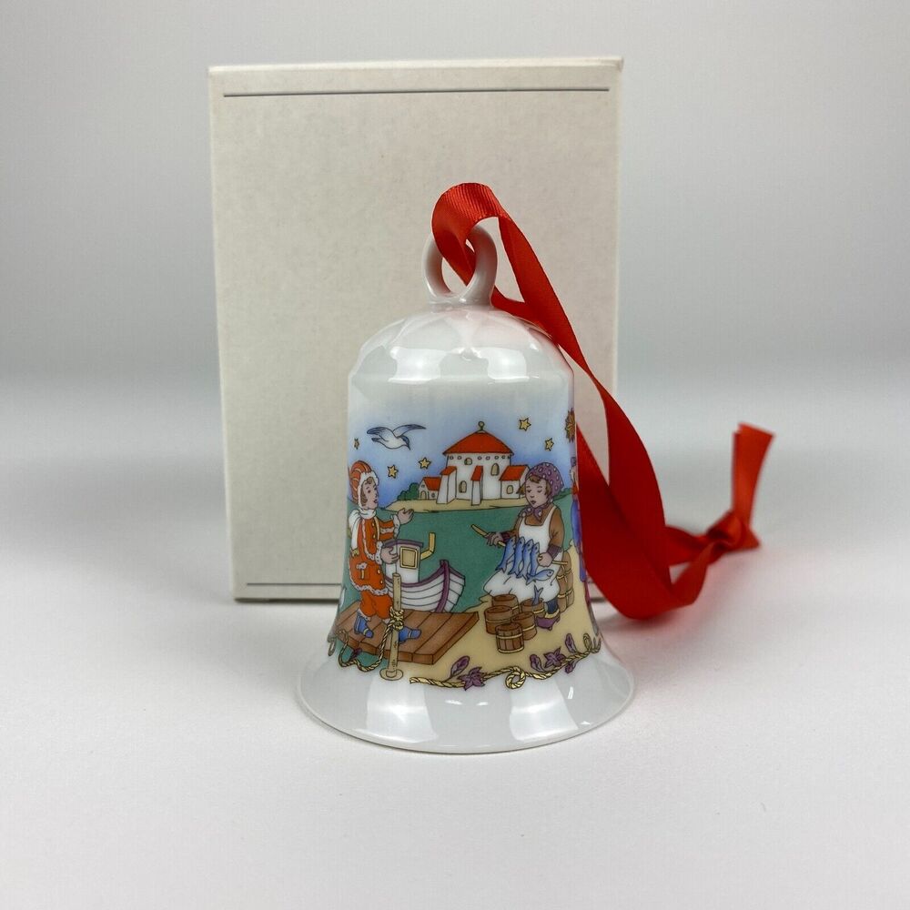 VTG Hutschenreuther Germany Porcelain Christmas Bell Ornament Baltic Sea 1994